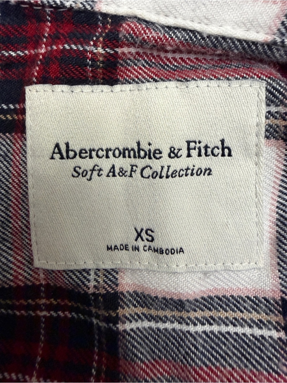 Abercrombie & Fitch Red/White/Black Plaid Flannel Button up Shirt Womens Size XS - Picture 7 of 9